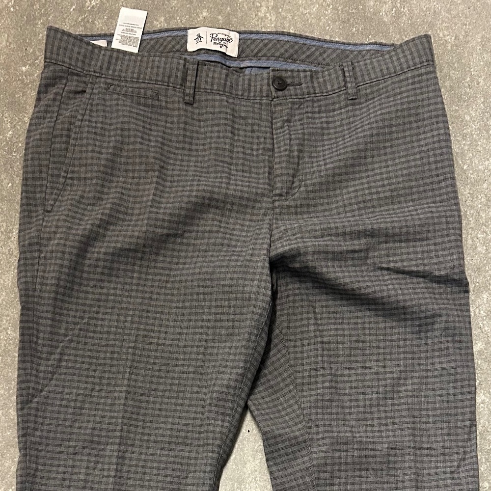 Original Penguin Grey Plaid Trousers 34x32